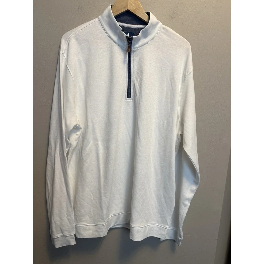 Johnnie O Sully Quarter Zip Up Pullover White Regular Fit Men's Size XL